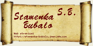 Stamenka Bubalo vizit kartica